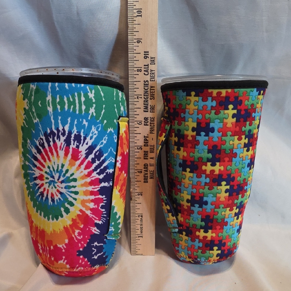 Colorful Insulated Tumbler Sleeves Set With Handles - Large